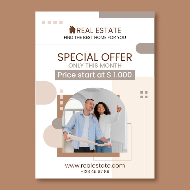 Free Vector hand drawn real estate business poster