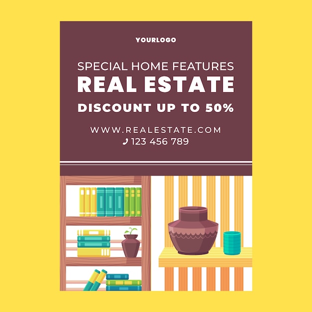 Free Vector hand drawn real estate poster template