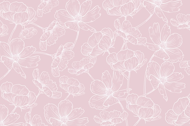 Hand drawn realistic floral background