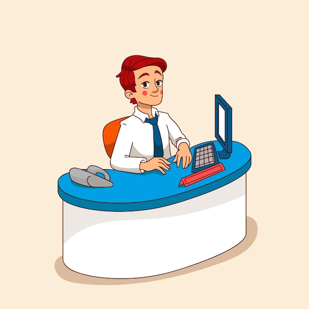 Free Vector hand drawn receptionist cartoon illustration