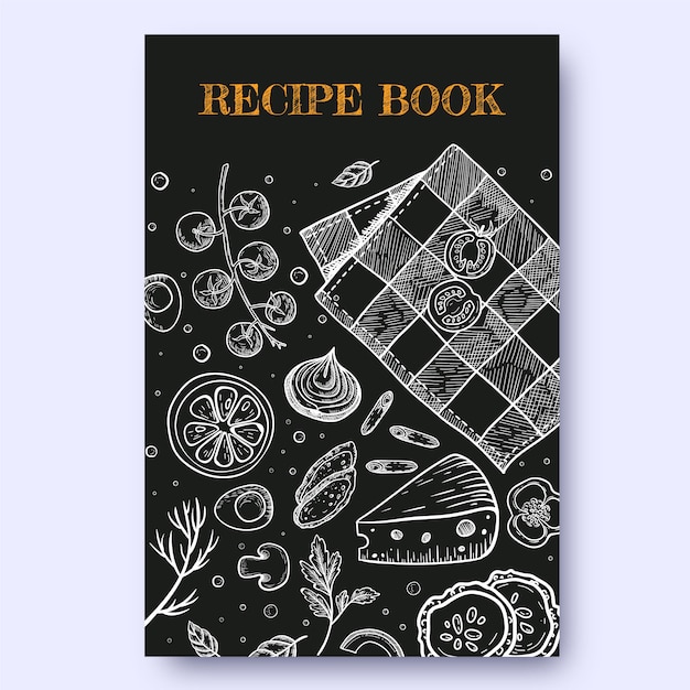 Free Vector hand drawn recipe book template