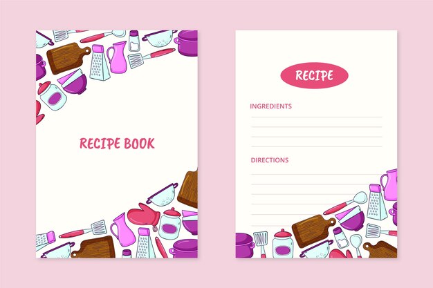 Hand drawn recipe book template