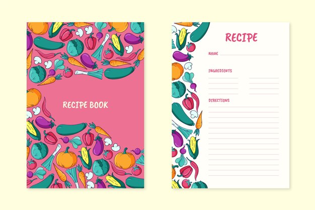 Hand drawn recipe book template