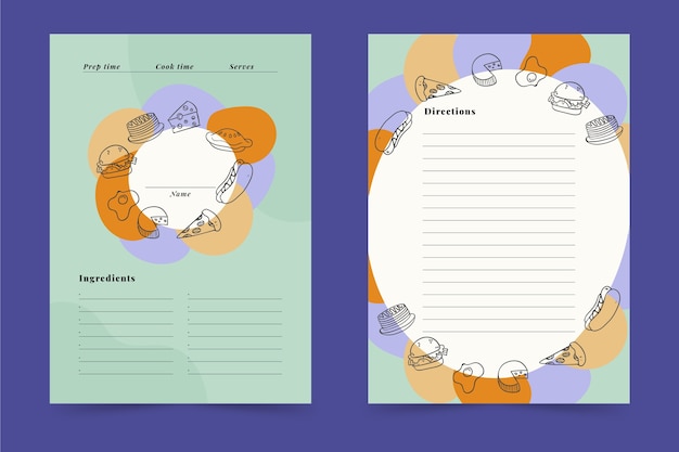 Free Vector hand drawn recipe book template