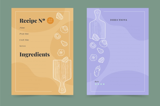 Free Vector hand drawn recipe book template