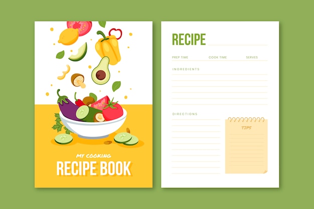 Hand drawn recipe book template