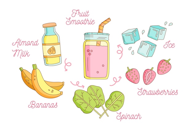 Free vector hand-drawn recipe fruit smoothie