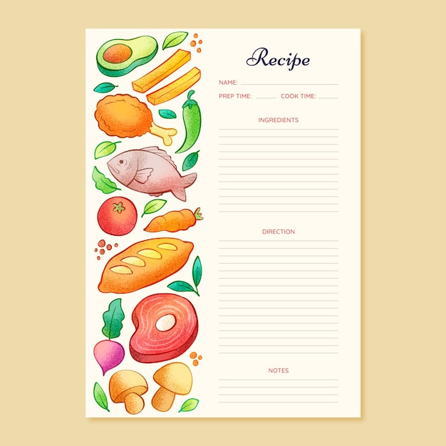 Free Vector hand drawn recipe template design