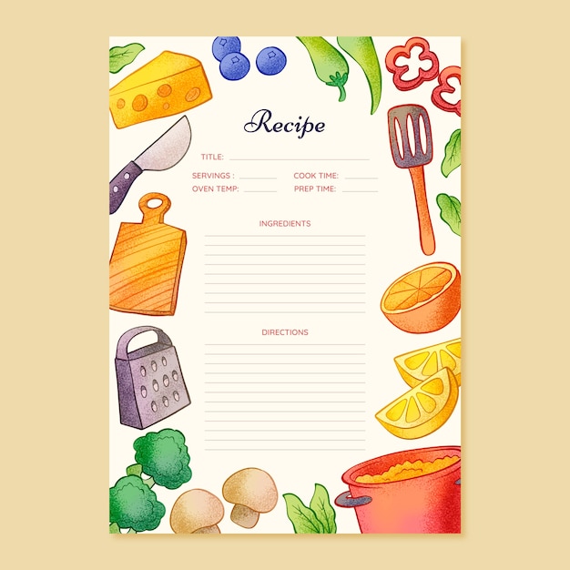 Free Vector hand drawn recipe template design