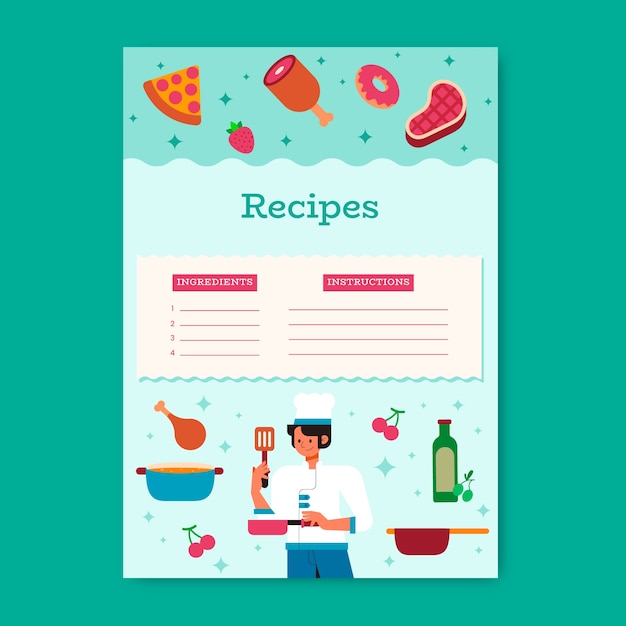 Free Vector hand drawn recipe template