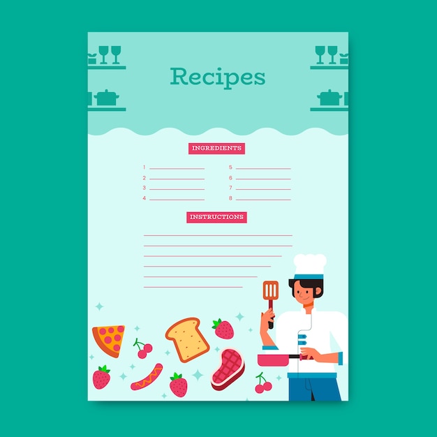 Free Vector hand drawn recipe template