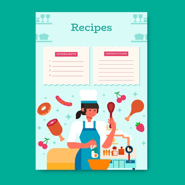 Free Vector hand drawn recipe template