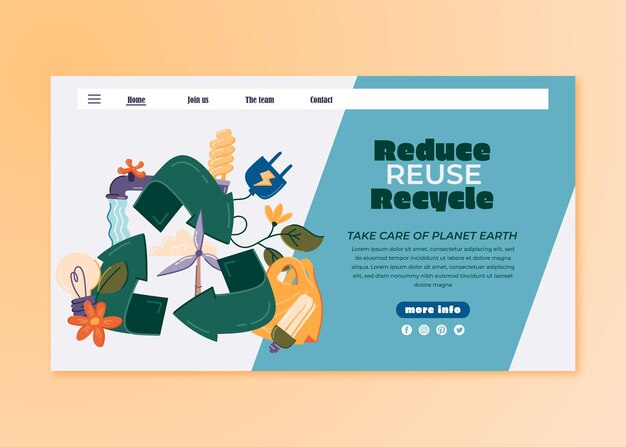 Hand drawn recycling and ecology landing page