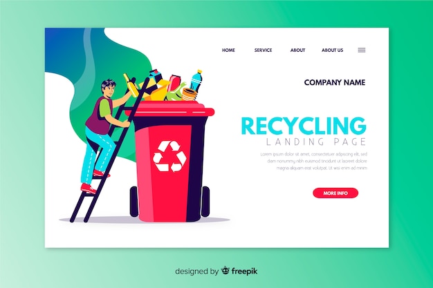 Free Vector hand drawn recycling landing page template