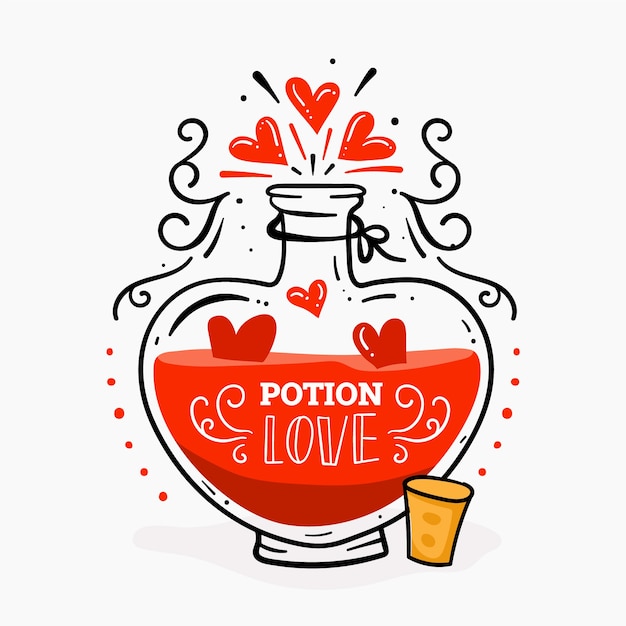 Hand drawn red love potion illustration