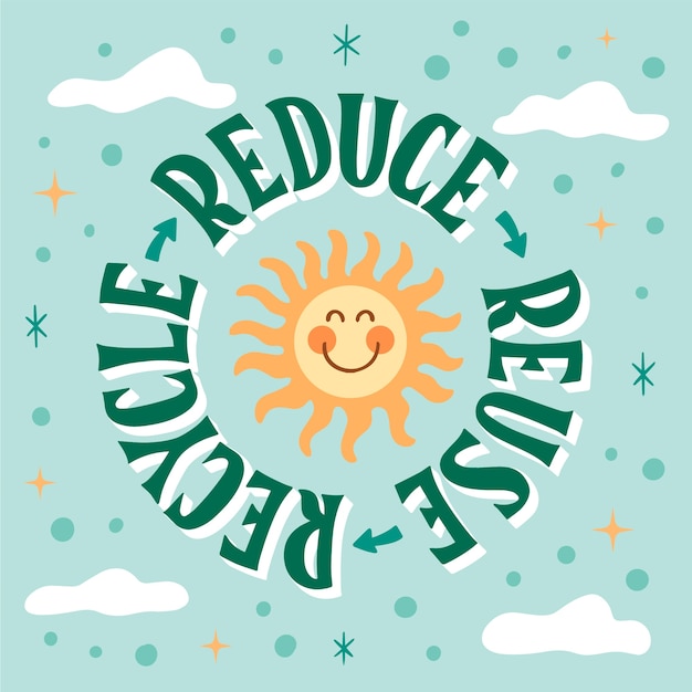 Hand drawn reduce reuse recycle lettering