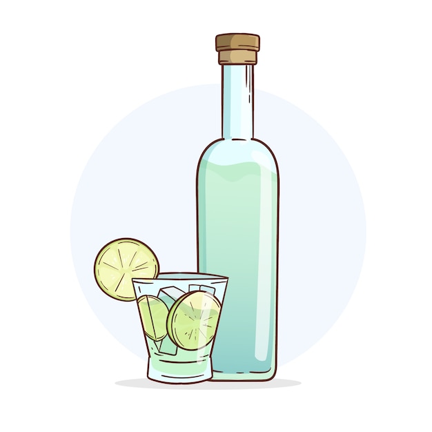 Hand drawn refreshing cachaça illustration