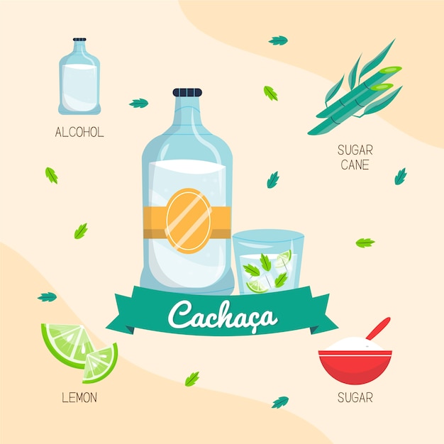 Free Vector hand drawn refreshing cachaça illustration