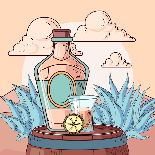 Hand drawn refreshing mezcal illustration