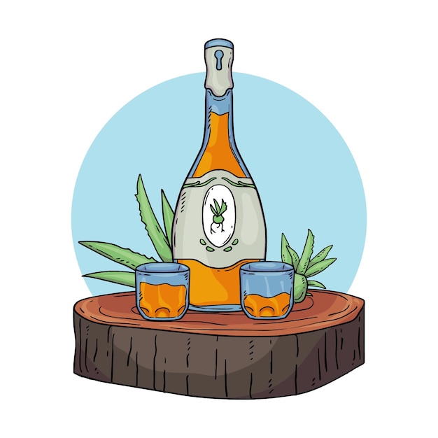 Free Vector hand drawn refreshing mezcal illustration