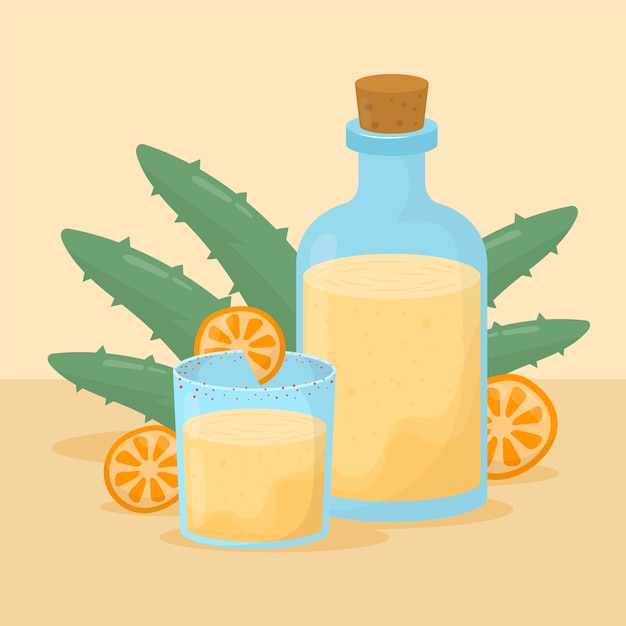 Hand drawn refreshing mezcal illustration