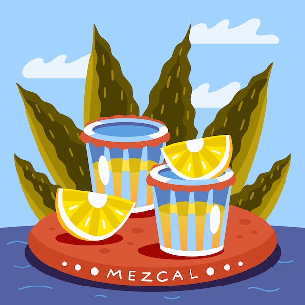 Hand drawn refreshing mezcal illustration