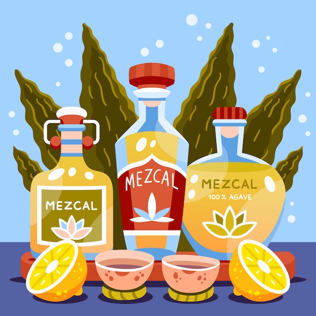 Hand drawn refreshing mezcal illustration