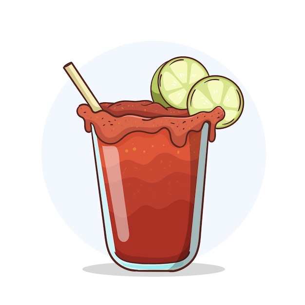 Hand drawn refreshing michelada illustration