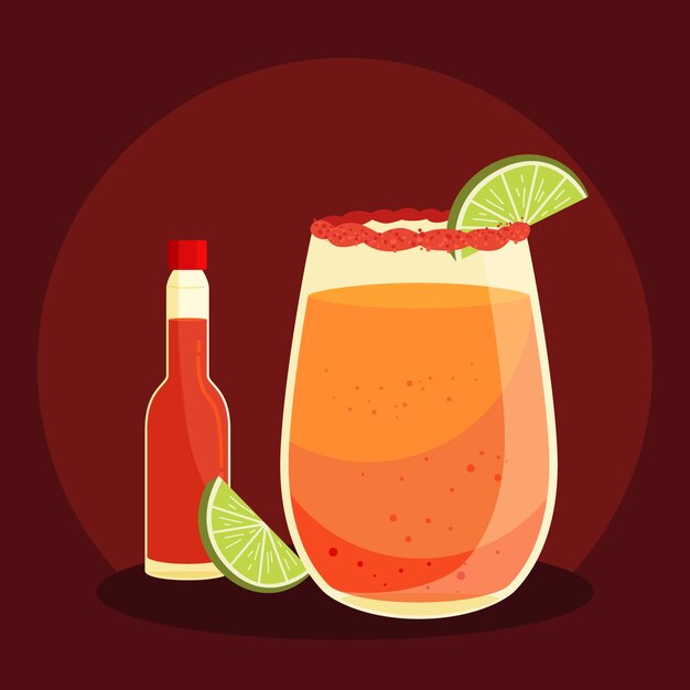 Hand drawn refreshing michelada illustration