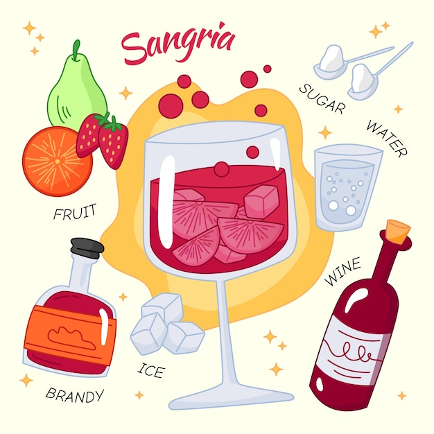 Free vector hand drawn refreshing sangria illustration