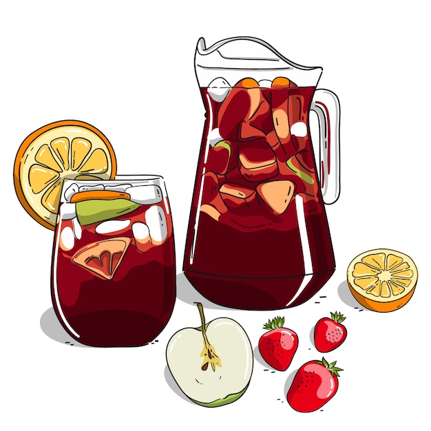 Free Vector hand drawn refreshing sangria illustration