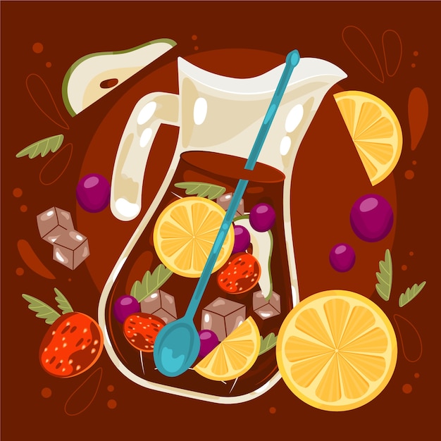 Free Vector hand drawn refreshing sangria illustration