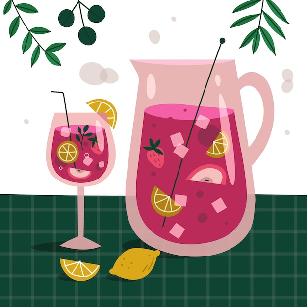 Free vector hand drawn refreshing sangria illustration