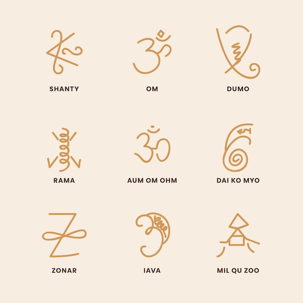 Free vector hand drawn reiki symbol set