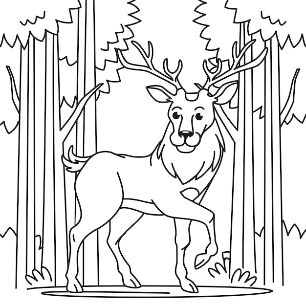 Free Vector hand drawn reindeer  outline illustration