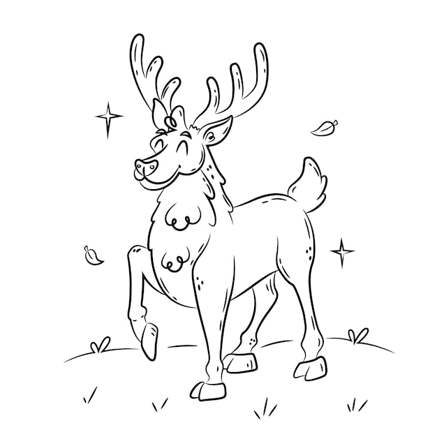 Free Vector hand drawn reindeer outline illustration