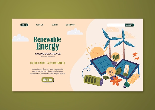 Free Vector hand drawn renewable energy landing page