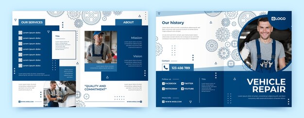 Hand drawn repair shop template design