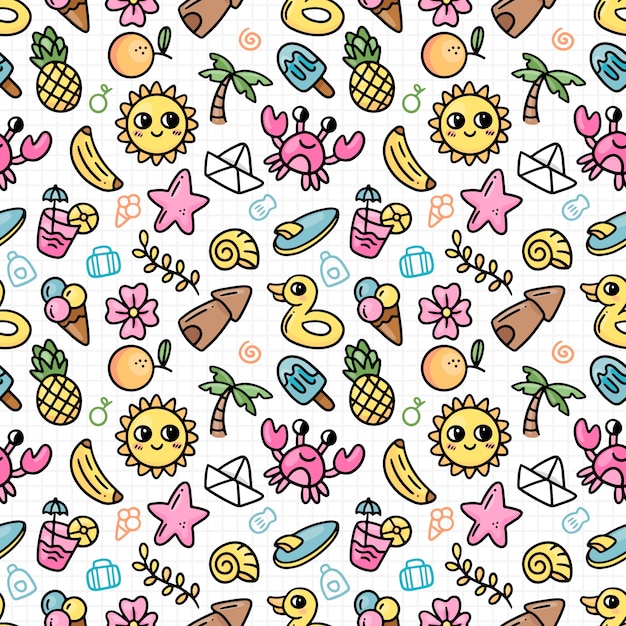 Hand drawn repetitive summer pattern