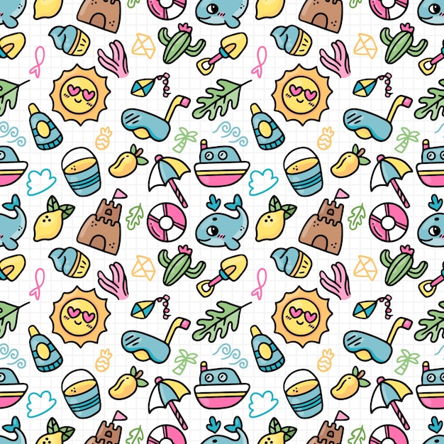 Hand drawn repetitive summertime pattern