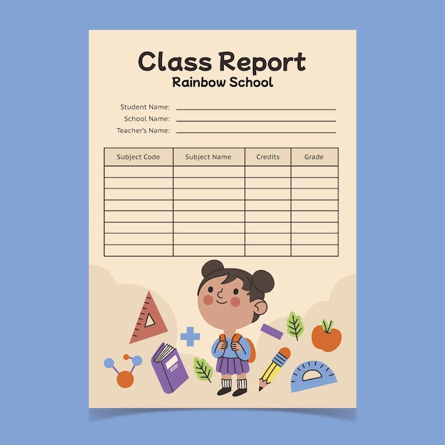 Hand drawn report card template