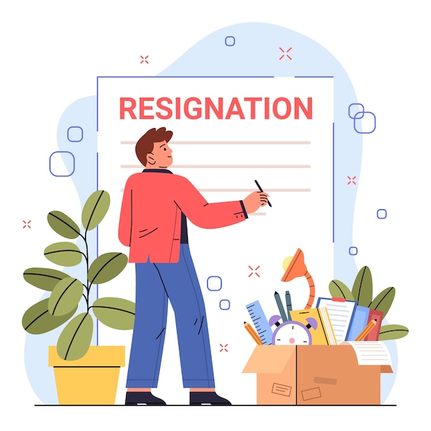 Hand drawn resignation illustration