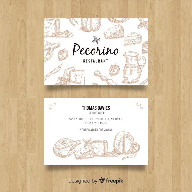 Hand drawn restaurant business card