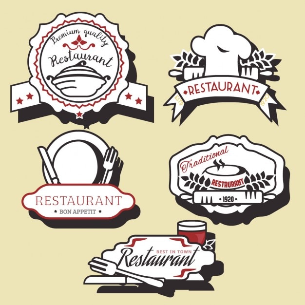 Free Vector hand drawn restaurant logo collection