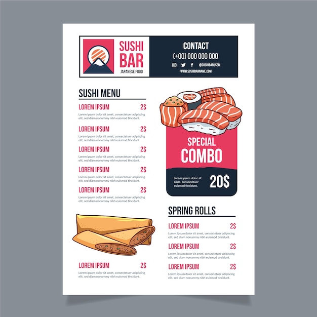 Hand drawn restaurant menu template