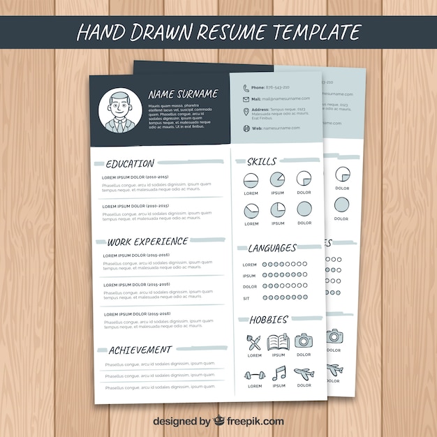 Free Vector hand drawn resume template