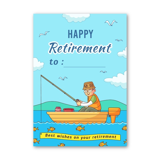 Free Vector hand drawn retirement greeting card template illustrated