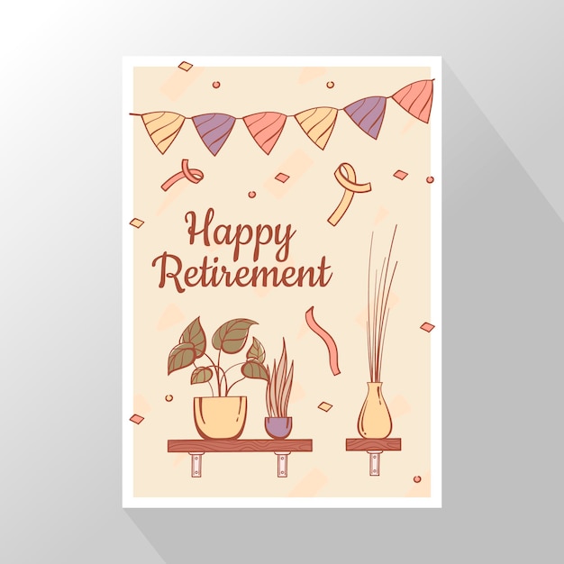 Hand drawn retirement greeting card