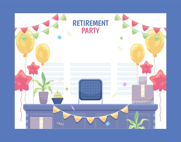 Free Vector hand drawn retirement party photocall template