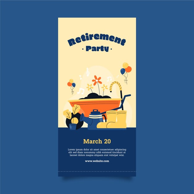 Hand drawn retirement party vertical banner